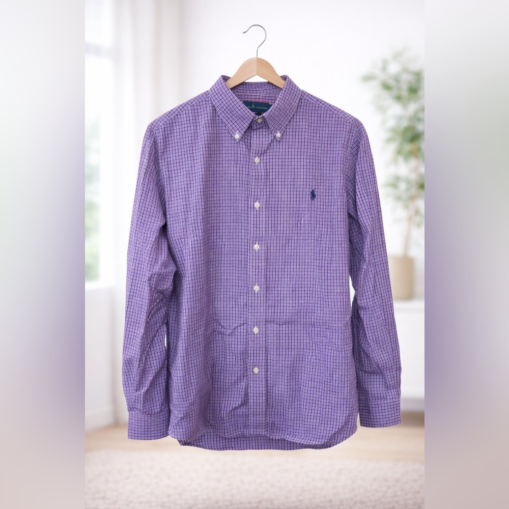 Ralph Lauren Men's Purple Plaid Dress Shirt